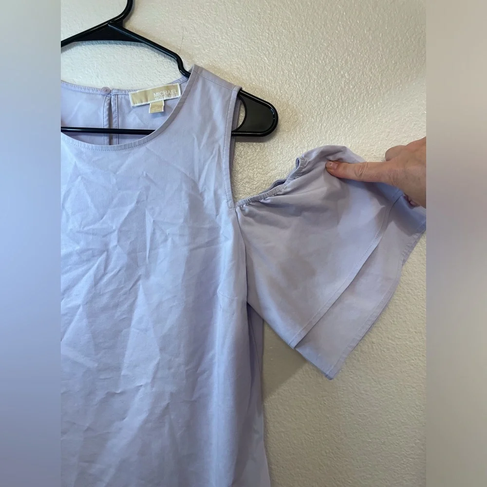 Michael Kors Women’s Lavender Ruffle Flounce Cold Shoulder‎ Sleeve Blouse Size M